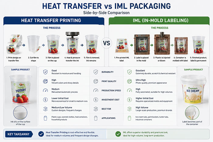 Side By Side Comparison Image Of Heat Transfer And Iml Packaging