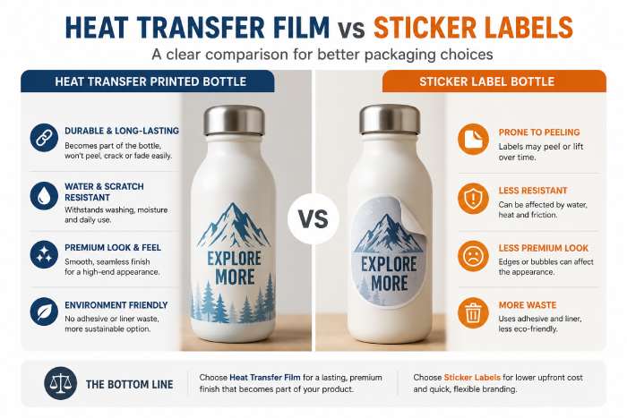 Heat Transfer Film Vs Sticker Labels Comparison Packaging