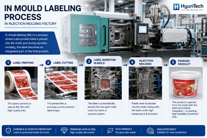 In Mould Labeling Process In Injection Molding Factory
