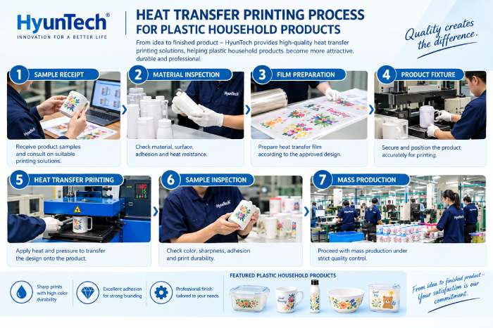 Heat Transfer Printing Process For Plastic Household Products At Hyuntech