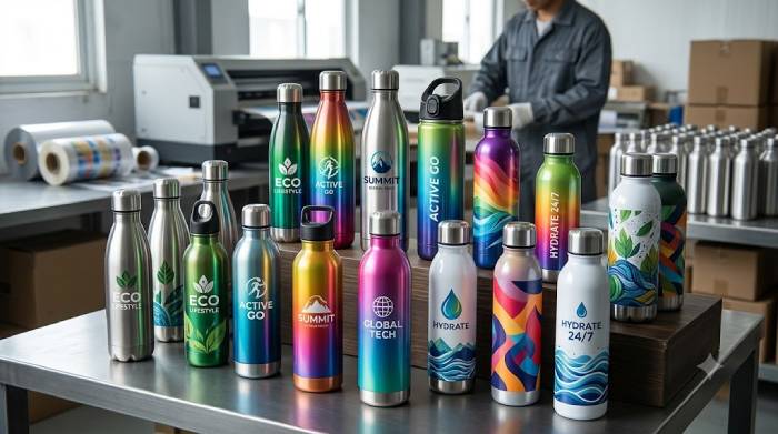 Custom Heat Transfer Printing On Metal Bottles For Promotional Products