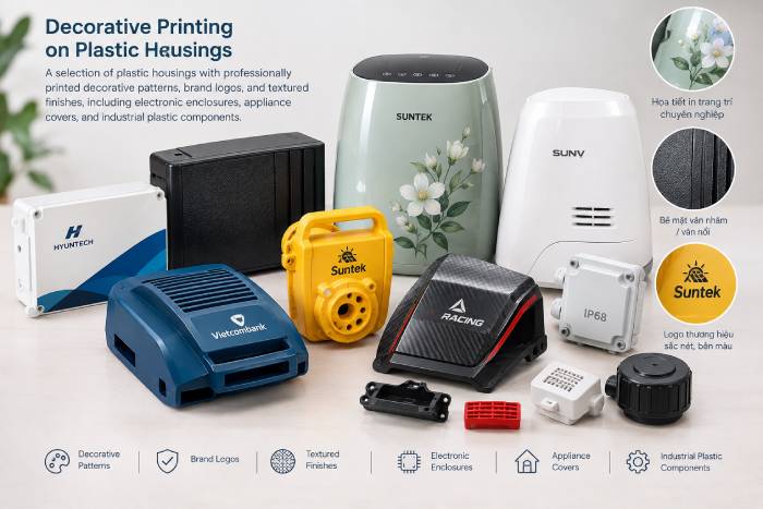 Decorative Printing On Plastic Housings With Logos And Textured Finishes